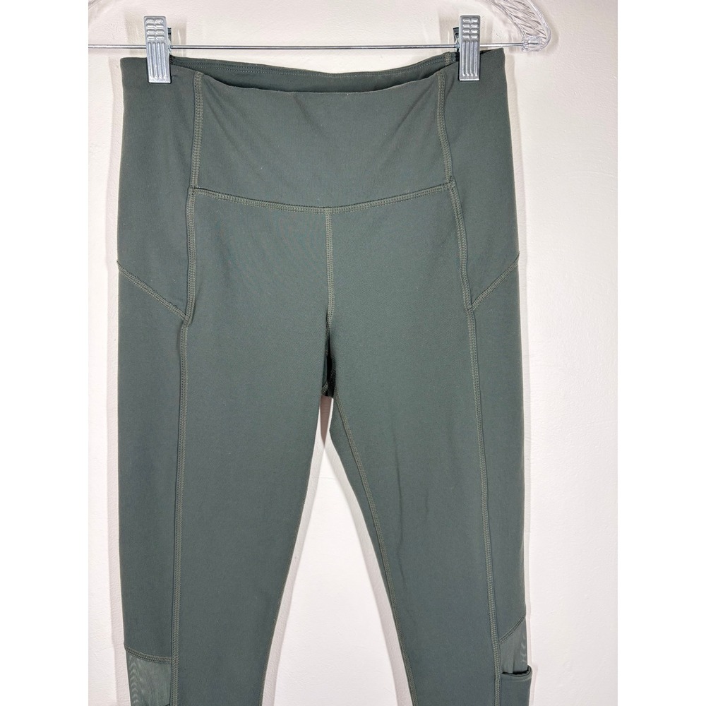 Athleta Womens Leggings Small Green Stretchy Mesh High Rise Yoga Gym Activewear - Picture 5 of 14